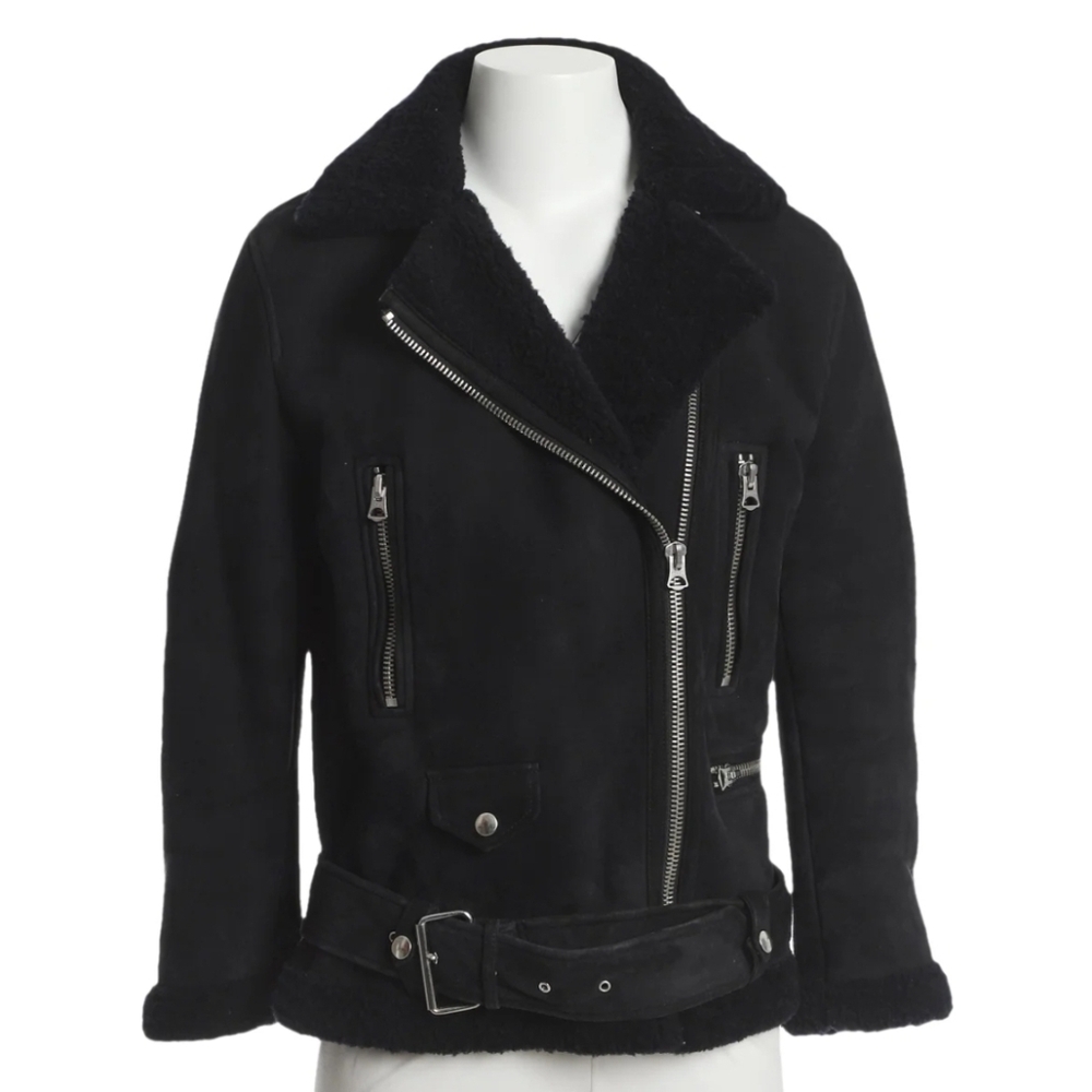 Acne Studios Black Suede and Shearing Velocite Jacket 32